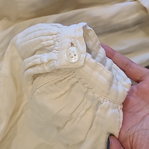 H&M Embroidered Cream Long Sleeve Dress Princess Sleeve Romantic Size 8 Cotton - Picture 7 of 7